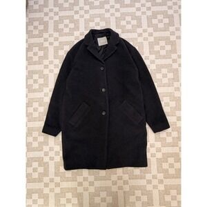 Everlane The Italian ReWool Cocoon Coat Heathered Black Women Size XS Button